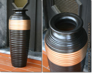 BODENVASE Keramik Modell: Luxor - Größe: ca.70 CM Schwarz Gold
