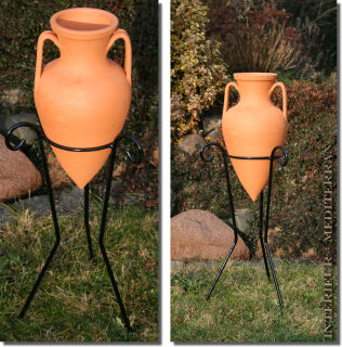 Kräutertopf Amphore Vase TERRACOTTA "BICO-2" mit Metallständer - ca.45 CM / 67 CM