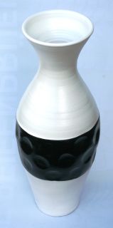 BODENVASE 70cm Keramik weiss-schwarz - "Favo"