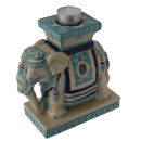 Elefant Tierfigur Dekofigur Keramik Teelicht Ständer blau weiss Diele 18cm