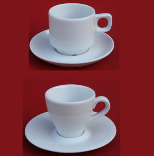 Espresso Tasse mit Unterteller - Weiss Keramik Lebensmittelecht in 2 Varianten