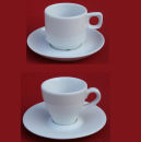 Espresso Tasse mit Unterteller - Weiss Keramik...