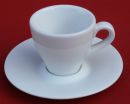 Espresso Tasse mit Unterteller - Weiss Keramik Lebensmittelecht in 2 Varianten Rund dickwandig