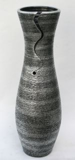 Bodenvase Dekovase Keramik Schwarz Silber ca.60 CM - Modell: Silberling D - Eingeschnitten schwarz einfarbig