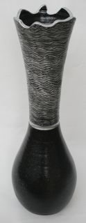 Bodenvase Schwarz Silber ca.60 CM Keramik - Modell: Castelo B - Gezackter Rand